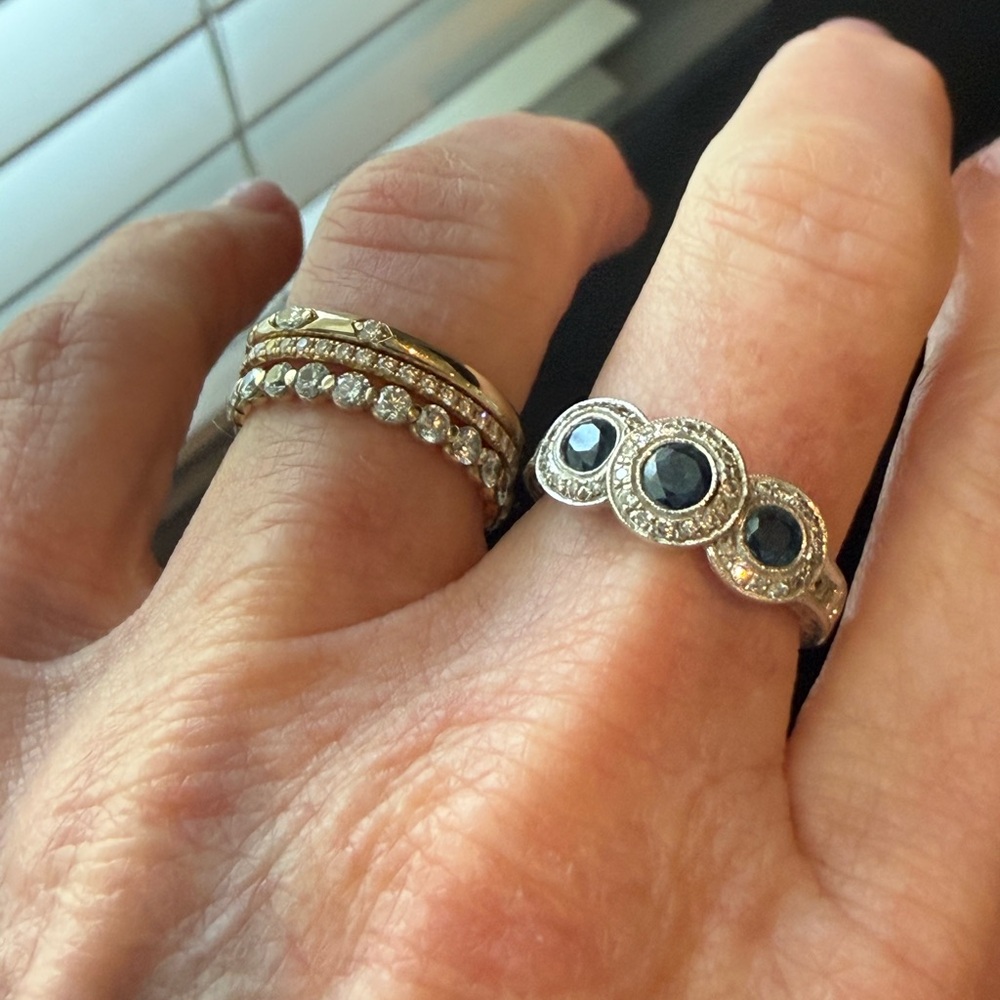 18k White Gold Mark Henry Sapphire Diamond Ring - Picture 9 of 13